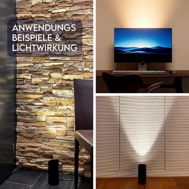 LED підлоговий світильник uplight, чорний, 6 Вт, набір 2 шт., для внутрішнього освітлення, GU10, 230В, тепле світло 2700K
