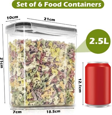 Набір контейнерів для зберігання Withosent 24 шт. з кришкою, пластикові, для продуктів, зерна, мюслі, з етикетками та ложкою (2L 1.6L 0.8L)