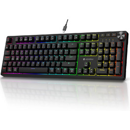 Механічна ігрова клавіатура KOORUI з підсвічуванням RGB, QWERTZ, 104 клавіші, для Windows/MacOS/Linux