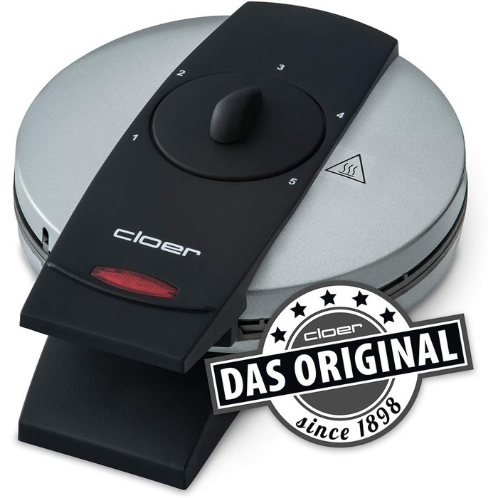 Вафельниця Cloer 1629 для класичних вафель у формі серця, 930 Вт, розмір вафелі 15,5 см, регульований ступінь прожарювання, метал, сріблястого кольору