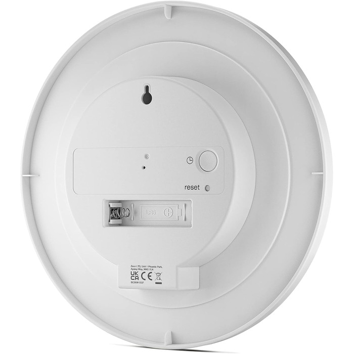 Braun Classic Radio Wall Clock, Central European Time Zone (CET/GMT+1) with a quiet movement, easy-to-read dial with a 20 cm diameter in white, model BC06W-DCF.
