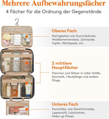 Сумка для косметики та туалетних аксесуарів Lifewit для подорожей, велика органайзер з гачком, прозора кишеня для гігієнічних засобів, темно-синій, L