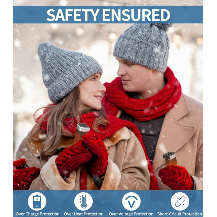 Електричні грілки для рук 5000mAh, 2 шт. - багаторазові, для дітей, на відкритий простір, зимовий подарунок (чорний)