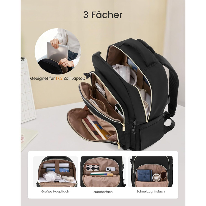 LOVEVOOK Рюкзак для жінок, 15.6 дюймів, водонепроникний, для школи, підлітка, елегантний, на кожен день, для роботи, навчання, подорожей, чорний