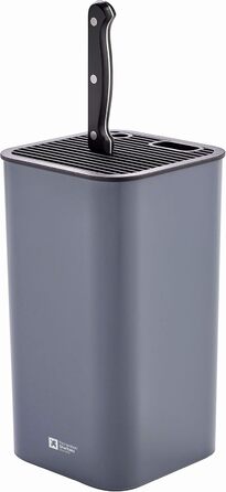 RICHARDSON SHEFFIELD Knife Block Grey, Universal Block for Knives, With Flexible Grid, Space for Scissors and Sharpener, Non-Slip