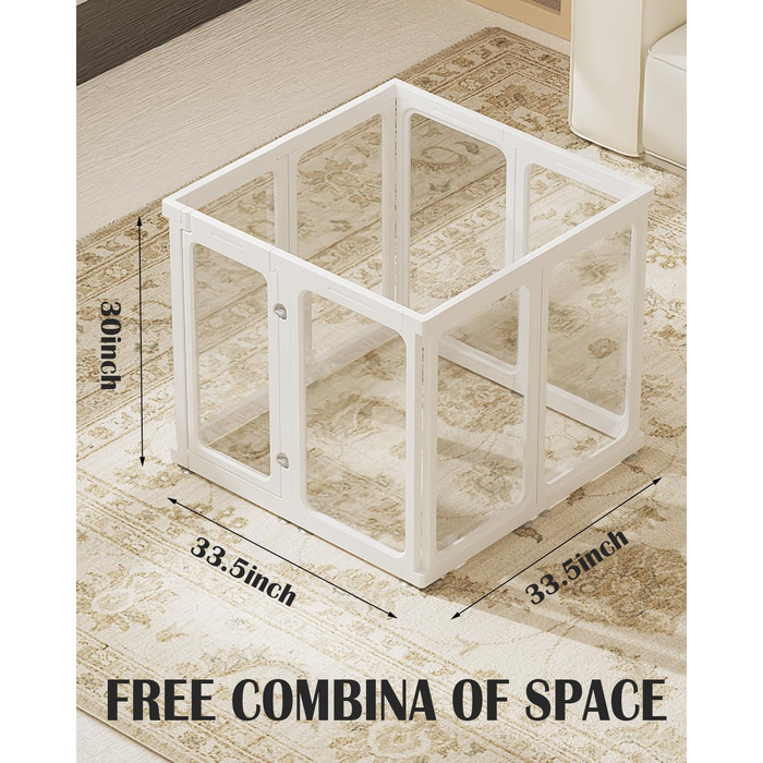 Льотний загін для цуценят у приміщенні: стабільний прозорий акрил, 10 панелей, 76,2 см, легка збірка, універсальний для собак, котів, кроликів