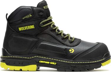 Черевики робочі чоловічі Wolverine Overpass 6' Mid Composite Toe Waterproof, 11, Чорний/Лайм