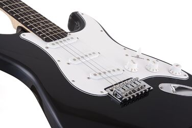 Електрична гітара RockJam з підсилювачем 10 Вт, уроками, ременем, чохлом, медіатором, вахмі та запасними струнами - Чорний