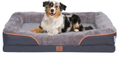 Ортопедичне собаче ліжко преміум-класу для середніх собак - XL, світло-сіре. Зручна петля, водовідштовхувальний вкладиш, м'яке, знімний чохол, 89 x 63 x 17 см