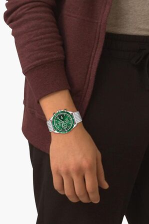 Годинник чоловічий Lacoste Neo Heritage Chronograph Quartz срібний з браслетом (сталь/силікон)