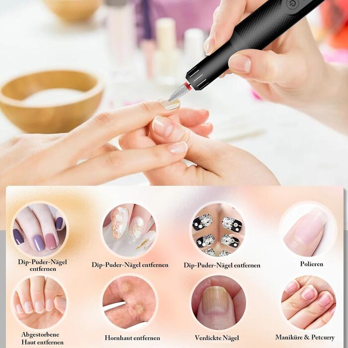 Електрична машинка для манікюру CNMTCCO Nagelfräser 12 в 1 з LCD дисплеєм, 18000 об/хв, для гелю та акрилу