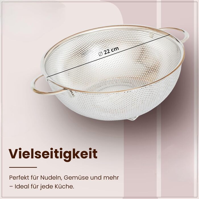 Німецьке сито з нержавіючої сталі з ручками – міцне кухонне сито для макаронів, овочів та іншого, стабільне та довговічне