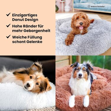 Кругле ліжко для собак Donut - Оригінал - Миється [L, 100см, сірий] М'яке ліжко для собак, корзина для собак, ліжко з плюшу для великих, середніх та маленьких собак. Сірий колір, розмір L - 100см