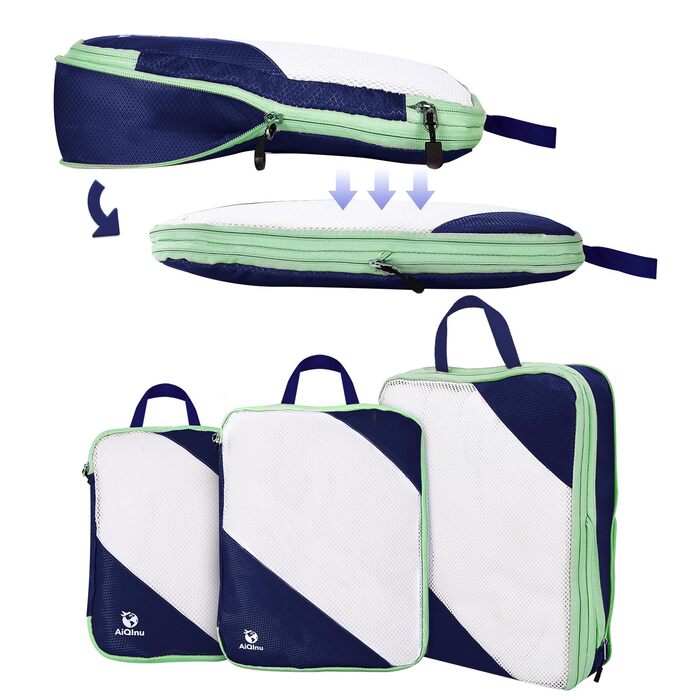 Набір органайзерів для валізи AiQInu: 5 шт. Кубики-компресори для подорожей, з мішком для білизни та взуття, ультралегкі, розширювані