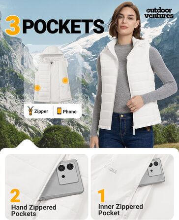Степлева жилетка Outdoor Ventures для жінок з капюшоном, тепла велосипедна жилетка для туризму та кемпінгу, кремовий колір, XS