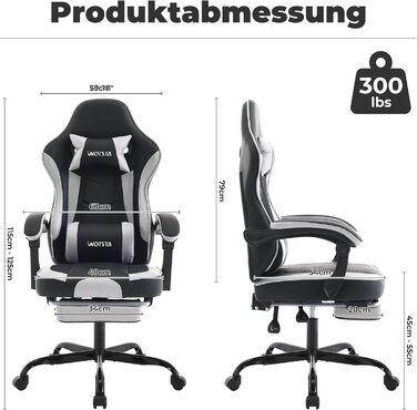 Геймерське крісло Ergonoma з підставкою для ніг, чорно-біле - Офісне крісло з підтримкою попереку