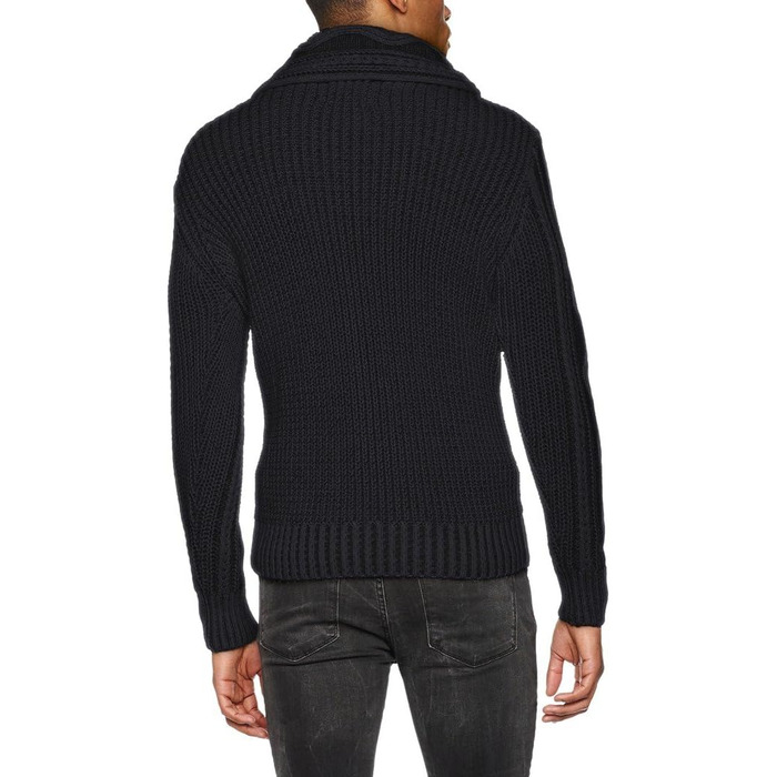 Чоловічий светр Leif Nelson з коміром-шарфом, Slim Fit, теплий, зимовий, великий в'язання, чорний худі-светр з довгими рукавами, XL, антрацит-чорний