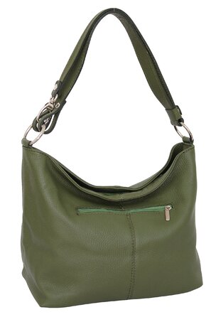 Сумка жіноча шкіряна AMBRA Moda GL005 армієвого зеленого кольору через плече, хобо