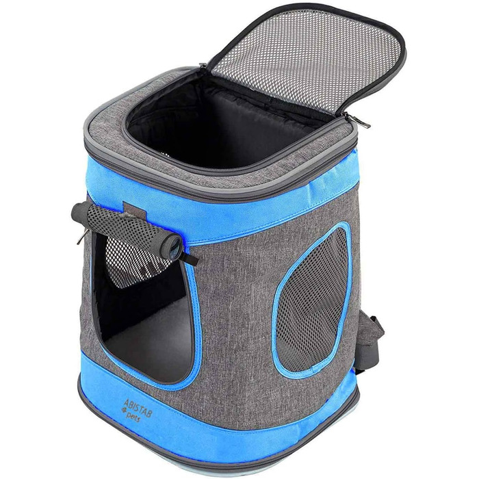 Складана переноска для собак та котів - транспортна сумка для подорожей на авто та літаку. Міцна переноска-рюкзак сіро-зеленого кольору (сіро-блакитного).