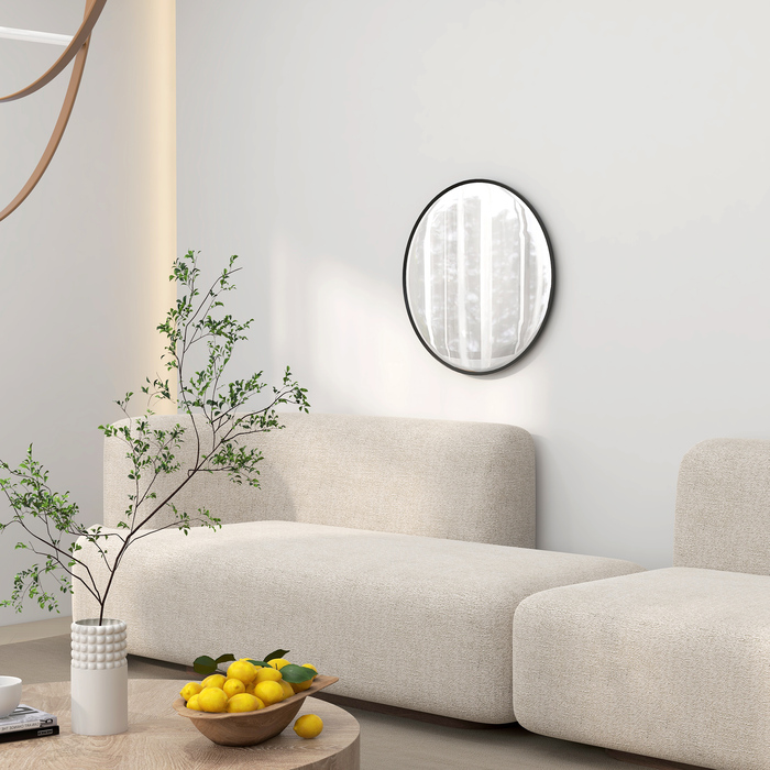 Дзеркало настінне HOMCOM, сучасний дизайн, діаметр 61 см, чорне