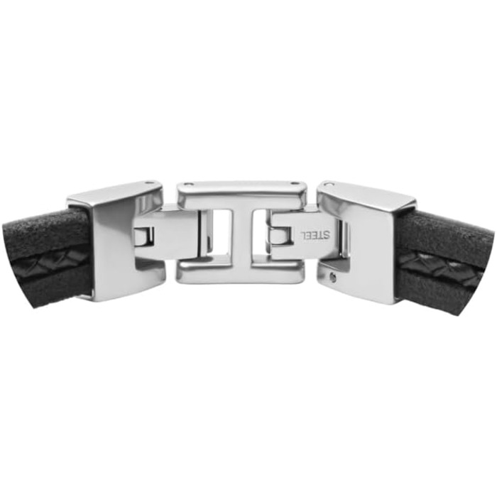 Чоловічий браслет Fossil з нержавіючої сталі або шкіри з надійним застібкою-складкою, глибокий чорний колір