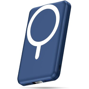 Бездротовий Power Bank AOGUERBE MagSafe 10000mAh, швидка зарядка 22.5W, USB-C, для iPhone 17/16/15/14/13/12 Pro Max (Блакитний)