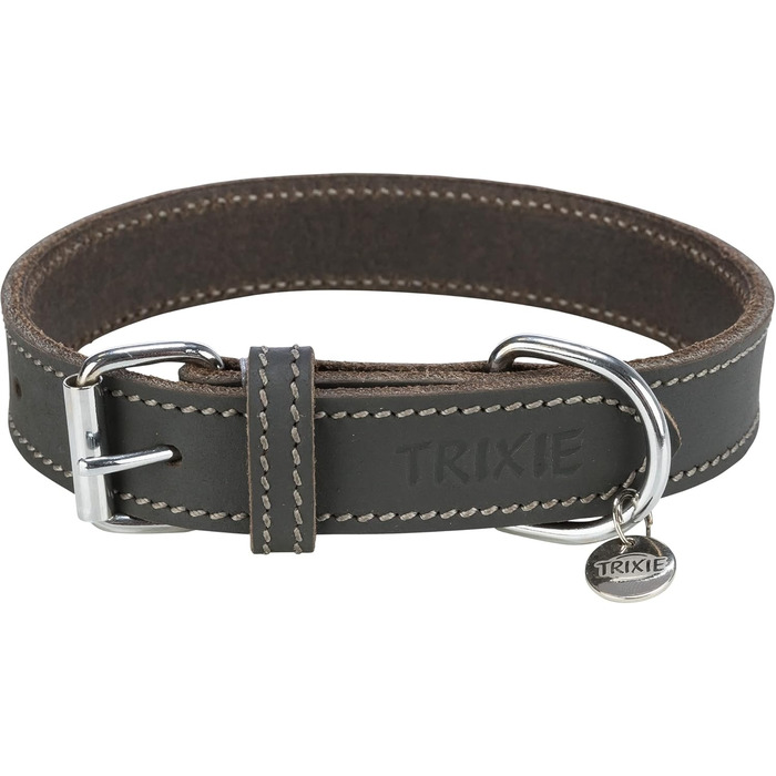 Нашийник TRIXIE Rustic для великих собак, шкіряний, розмір L, 47–55 см, 40 мм (сірий)