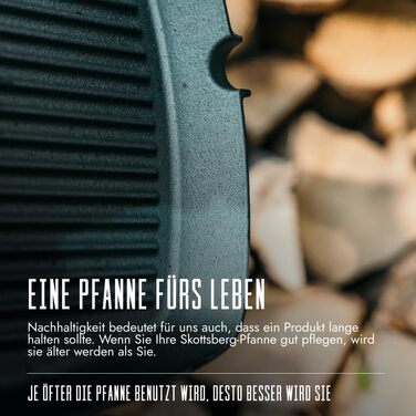 Чавунна сковорода-гриль SKOTTSBERG 28x28 см, з антипригарним покриттям (без PFAS), для індукції, газу, електроплити, духовки та гриля