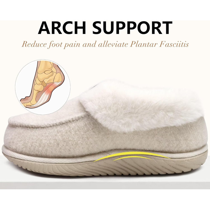 COFACE жіночі домашні тапочки з пом'якшувачем, закриті, зимові, теплі, пухнасті, з фетру, з підкладкою з хутра, нековзні, для дому, фетрові тапочки, розмір 39 EU, бежеві