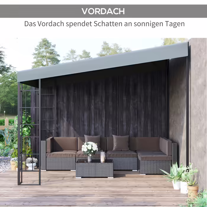 Outsunny Pergola Garden Gazebo 4 x 3 m Canopy Tent made of Metal & Polyester in Grey, ideal for Garden & Patio
