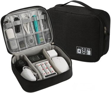 Електронна сумка-органайзер для аксесуарів: зарядний пристрій, павербанк, кабелі (чорний)