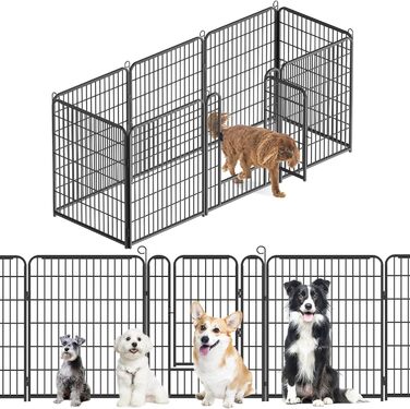 Вольєр для цуценят, ігровий майданчик, вольєр для цуценят з дверцятами та засувом, огорожа для тварин, загін для собак, вольєр для кроликів, металеві з'єднання, 65 x 80 см (8 перегородок)