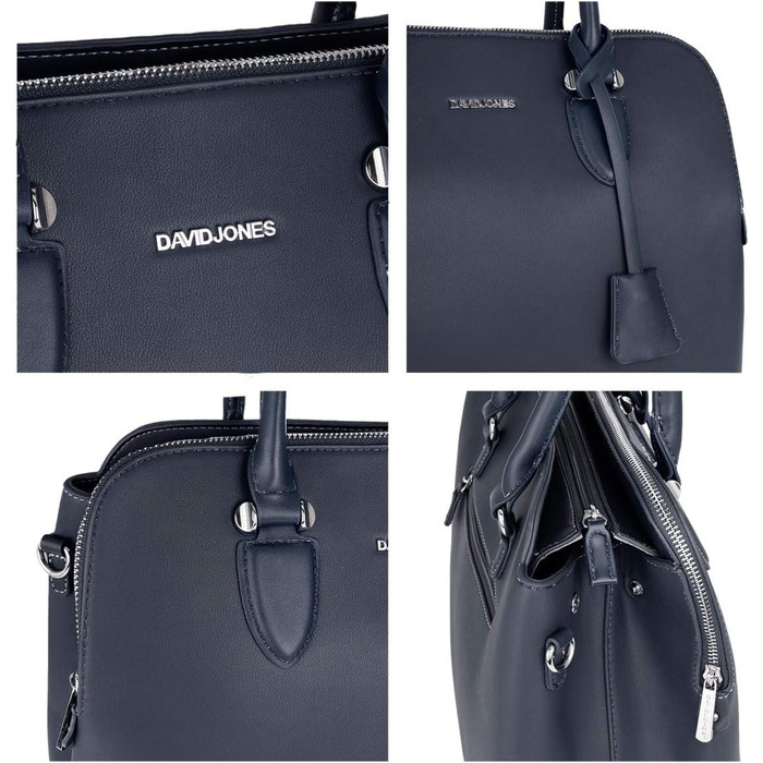 Сумка жіноча David Jones елегантна шопер (tote bag) з PU шкіри, темно-синя. Сумка через плече, багато відділень для роботи та повсякдення