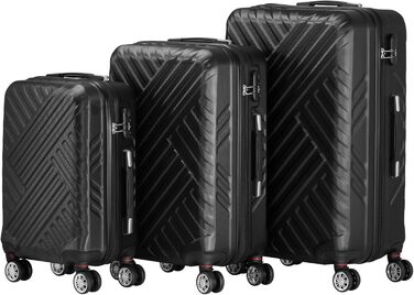 Набір валіз Zelsius 3 шт., чорний | ABS, з кодовим замком, подвійними колесами та внутрішнім роздільником | Ручна валіза, набір валіз, ролер, велика валіза, багаж