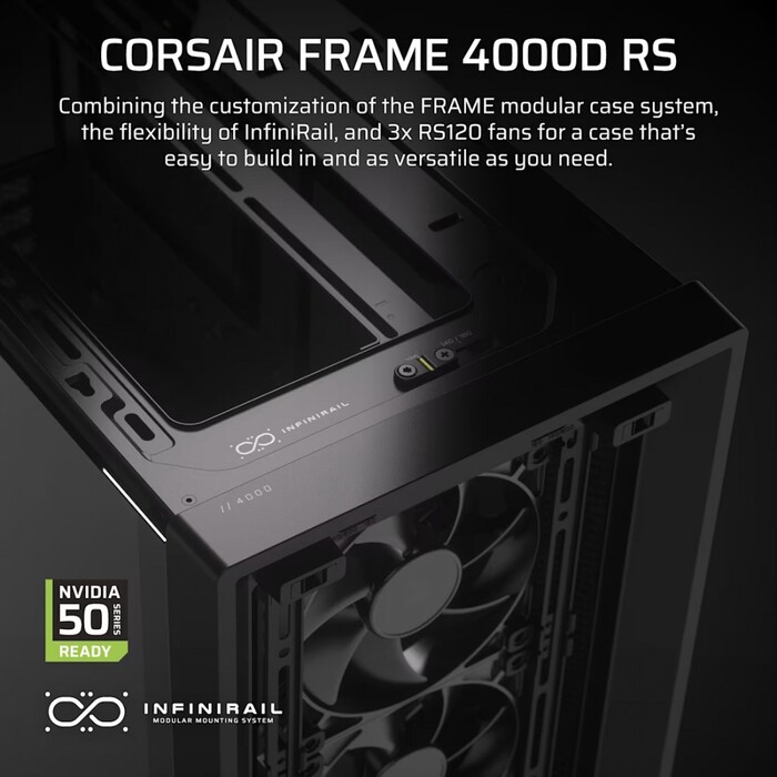 Корпус Corsair 4000D FRAME RS Midi Tower, чорний
