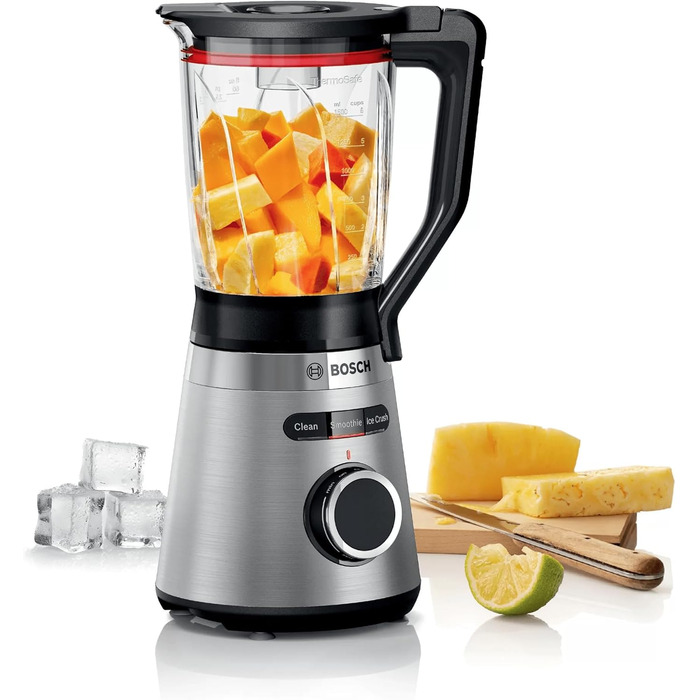 Блендер стаціонарний Bosch VitaPower Serie 4 MMB6382M, 1200 Вт, 1,5 л, скляна чаша, леза з нержавіючої сталі, Німеччина, 30 000 об/хв, аксесуари для посудомийної машини