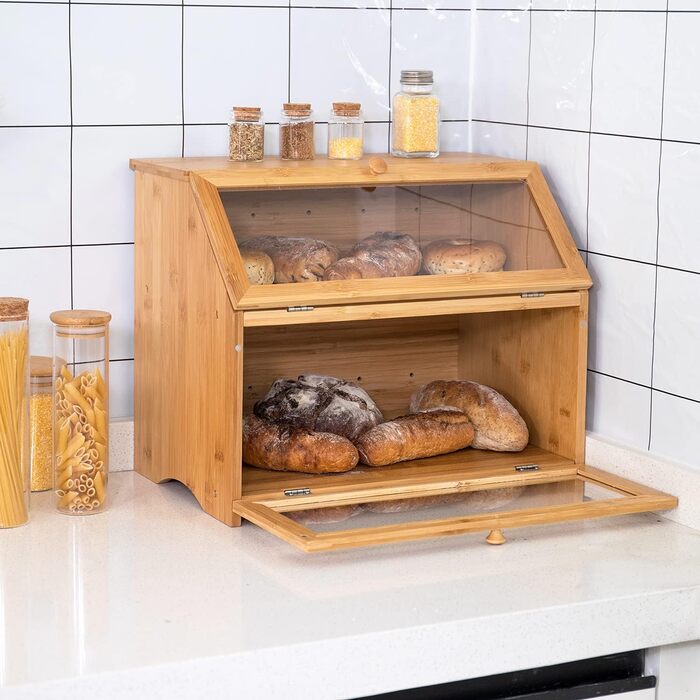 Leader Accessories Бамбуковий хлібний ящик з 2 ярусами, 39x25x32 см