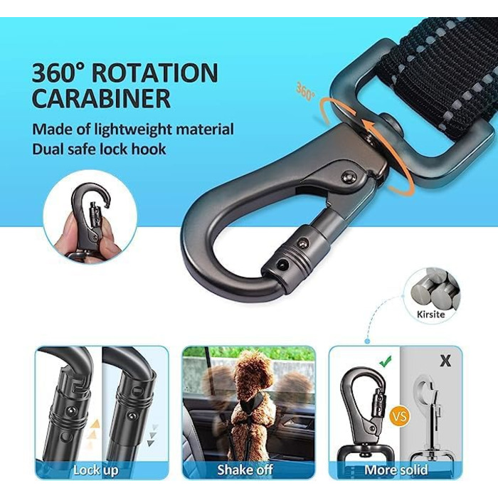 Tapylove 3-in-1 Dog Seat Belt - Adjustable Car Dog Harness with Bungee & Universal Compatibility (Isofix)