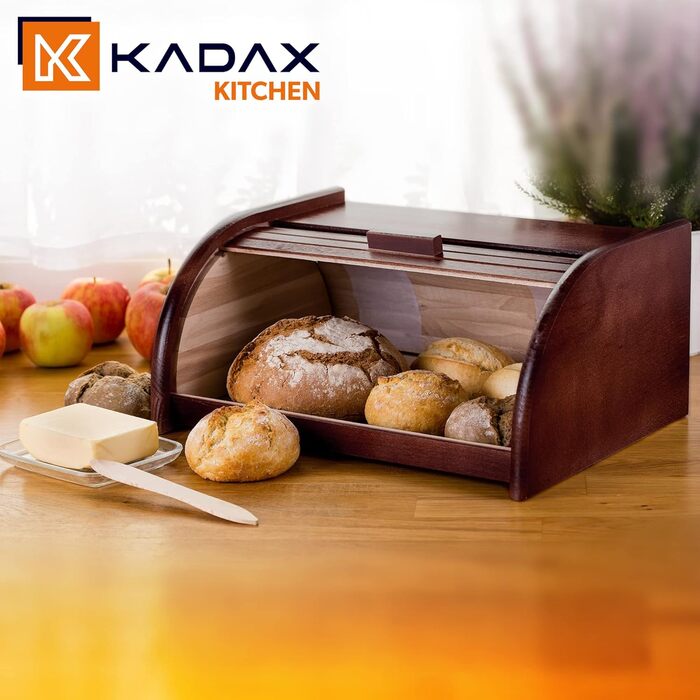 Бротокриниця KADAX з якісної деревини з ролльовим кришкою, екологічна, для тривалого зберігання свіжості, коричнева