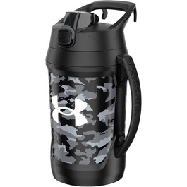 Under Armour Playmaker Sport-Krug, Insulated and Leak-Proof Water Bottle with Handle, 1.8 l, Black/Black (Black Woodland)