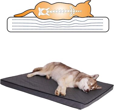 Ортопедичний килимок для собак Lionto з Memory Foam, 80x55 см, сірий. Знімний чохол, антиковзаюча підкладка.