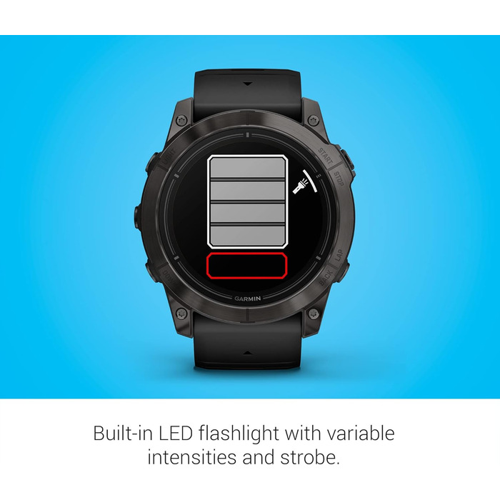 Розумний годинник Garmin epix Pro (Gen 2) Sapphire Edition 51 мм, чорний, з титановим браслетом та інтегрованою ліхтариком