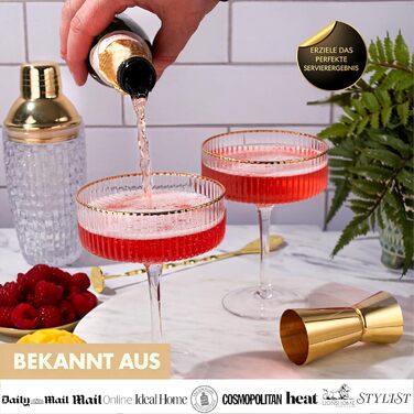 Набір з 4 елегантних келихів для Еспресо Мартіні Vemacity | Ручна робота | Келихи для шампанського, Маргарити та коктейлів | Преміум якість