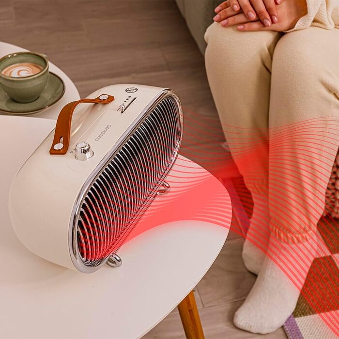 Обідній нагрівач Cecotec ReadyWarm 1500 Ceramic Retro: керамічний, 1500 Вт, регульований термостат, 2 режими, безпека, 15 м², бежевий