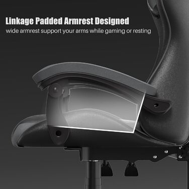 Геймерське крісло Bigzzia Ergonomic: з подушкою для попереку та голови, регульована висота, для комп'ютера, для дорослих та підлітків (сірий)