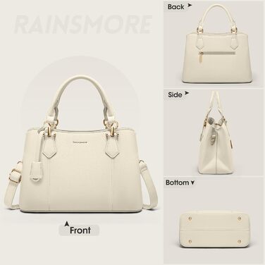 Жіноча сумка RAINSMORE середнього розміру з екошкіри, біла: сумка-тоут, сумка на плече, ручна сумка