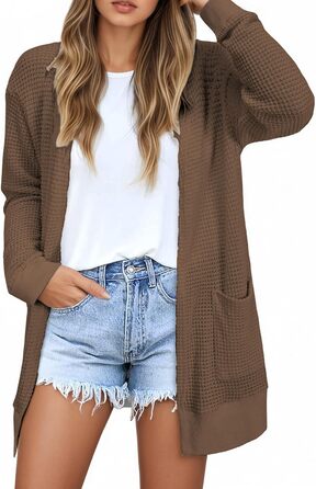 Кардиган чоловічий Daen Langar Casual Lang Elegant з кишенями, в'язаний, коричневий (3XL)