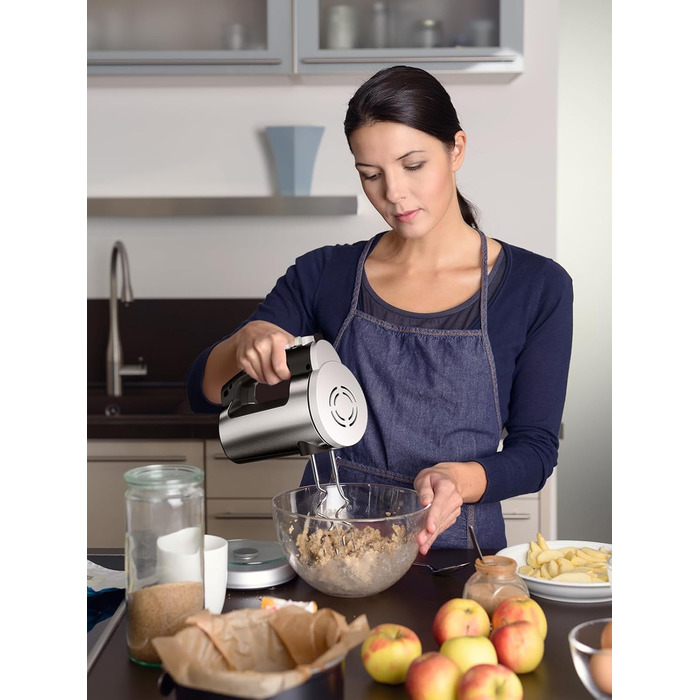 Електричний міксер VINATO 300W з 6 швидкостями, 2 насадки (венчик та гак) | Для тіста, яєць, збивання вершків, випічки | Потужний, захист від перегріву (чорний)