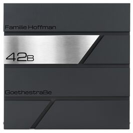 Поштова скринька Verda Anthrazit з газетницею, порошкове покриття AkzoNobel, 2 ключі, табличка з іменем, дизайнерська настінна поштова скринька з нержавіючої сталі