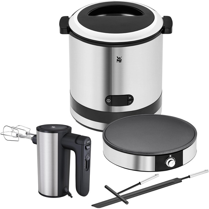 Електрична млинниця WMF Lono 1600 Вт, 33 см, антипригарна поверхня, з лопаткою і розподільником тіста, набір для приготування млинців та крепів